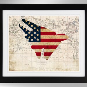 Grumman F-14 Tomcat Wall Art - Map/Flag Print - 2 Options, F14 Tomcat, US Navy (#243), Not Framed