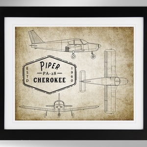Piper PA-28 Cherokee Airplane Print - Multiple Options (#524), Private Pilot Gift, PA28, Piper Cherokee, Not Framed