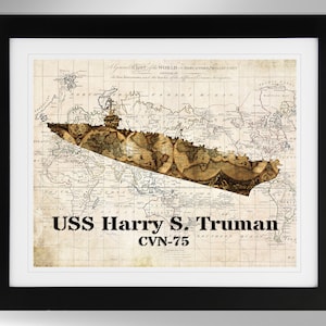 USS Harry S. Truman Flugzeugträger Karte, Wandbild (2 Optionen), US Navy, CVN-75, Nimitz-Klasse (#467), Ungerahmt