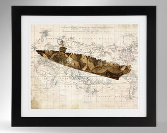 Impresión de mapa mural del portaaviones USS Nimitz (4 opciones), Marina de los EE. UU., CVN-68 (n.° 426), sin marco