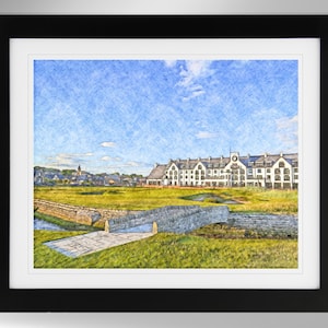 Carnoustie Golf Links - Stampa effetto schizzo a matita (2 opzioni), Carnoustie Golf, (#814), senza cornice