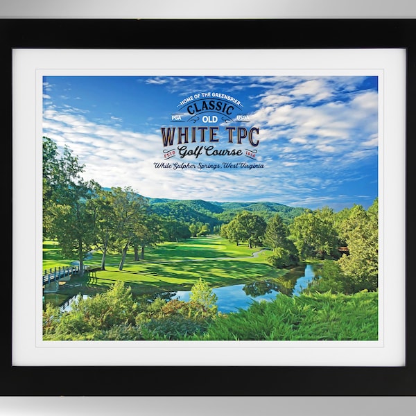 Old White TPC Wall Art - Impressionism Painting-Effect Print (2 Options), Greenbrier Classic, Greenbrier Resort,, Golf Birthday (#59)