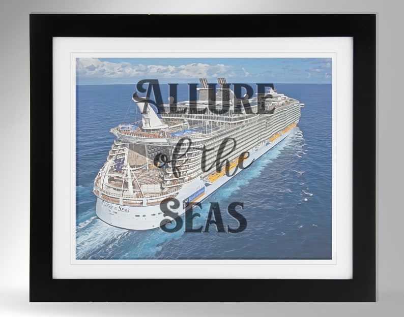 Oasis Class Allure of the Seas Ship Wall Art Oil Effect Print Family Cruise Not Framed Cruise Gifts #311 Cruise Ship