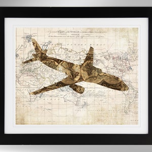 Airbus A320 Jetliner Wall Art - Map Print - 2 Options, A318, A319, A321, Highest-Selling Commercial Aircraft (#370), Not Framed