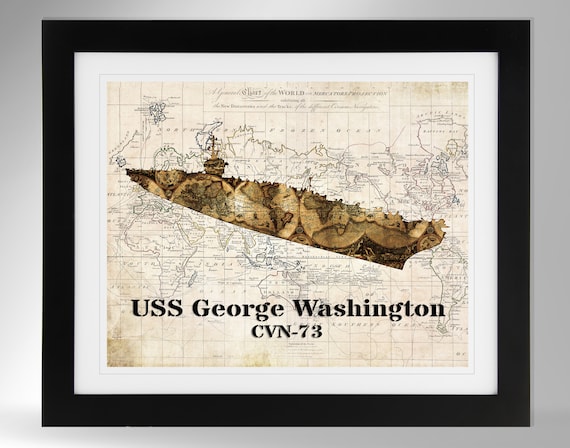 USS George Washington Aircraft Carrier Map Print Wall Art (2