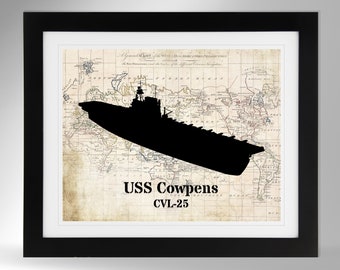 USS Cowpens Light Aircraft Carrier Map and Flag Silhouette Print Poster  Wall Art 6 Options, CVL-25, Independence Class 840, Not Framed - Etsy