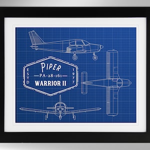 Piper PA-28-161 Warrior II Airplane Print - Multiple Options (#526), Private Pilot Gift, PA28, Piper Warrior 2, Not Framed