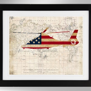 Eurokopter MH-65 Delfin Wand Kunst Karte/Flagge Druck (2 Optionen), US Coast Guard, USGC, Seenotrettung, MedeVAC (#256), Ungerahmt