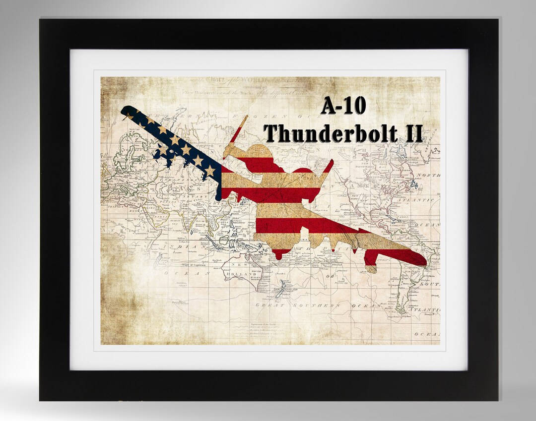 A-10 Warthog, A-10 Thunderbolt II Wall Art - Map Print - Multiple