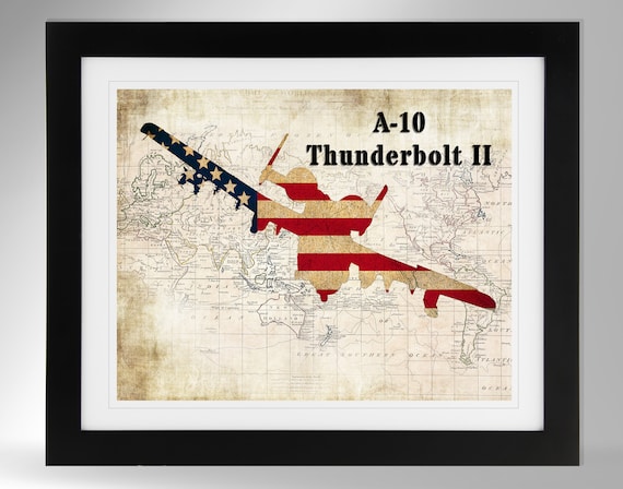 A-10 Warthog, A-10 Thunderbolt II Wall Art - Map Print - Multiple