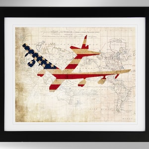 Boeing B-52 Stratofortress Wall Art Map/Flag Print (2 Options), BUFF, B-52 Bomber, USAF (#250), Not Framed