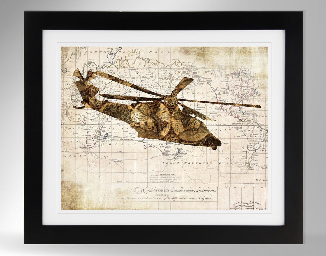 Boeing MH-139 Grey Wolf Helicopter Wall Art Map Print (2 Options