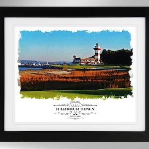 Harbor Town Golf Links muurkunst aquarel effect print, Hilton Head Island, (#514), niet ingelijst