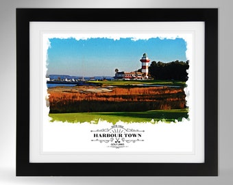 Harbour Town Golf Links Wall Art Watercolor Effect Print, Hilton Head Island, (#514), Not Framed