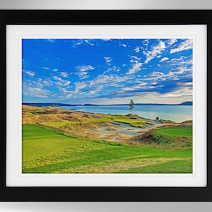 Chambers Bay Golf Course Wall Art - Impressionism Painting-Effect Print (2 Options), US Open Art,, Golf Birthday (#3), Not Framed