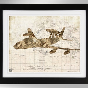 E-3 Sentry Wall Art - Map Print - 2 Options, AWACS, Boeing, US Air Force, USAF (#216), Not Framed