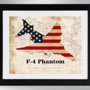 McDonnell Douglas F-4 Phantom Wall Art - Map/Flag Print - 2 Options, F4 Phantom, USAF, Marines, Navy (#245), Not Framed