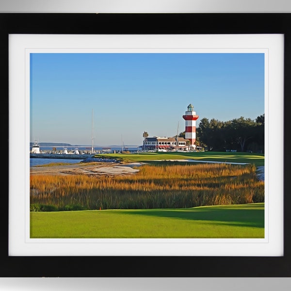 Harbour Town Golf Links Impressionism Painting-Effect Art Print (2 Options), Home of RBC Heritage, Golf Decor, (#326), Not Framed