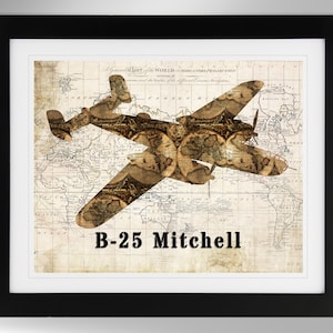 North American B-25 Mitchell Wall Art - Map Print - 2 Options, Doolittle Raid, US Army Air Force (#416), Not Framed
