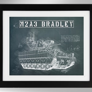 M2A3 Bradley Fighting Vehicle Sketch-Effect Print Art (3 Options), US Army, Mae West, Da Vinci-Effect, (#675) Not Framed