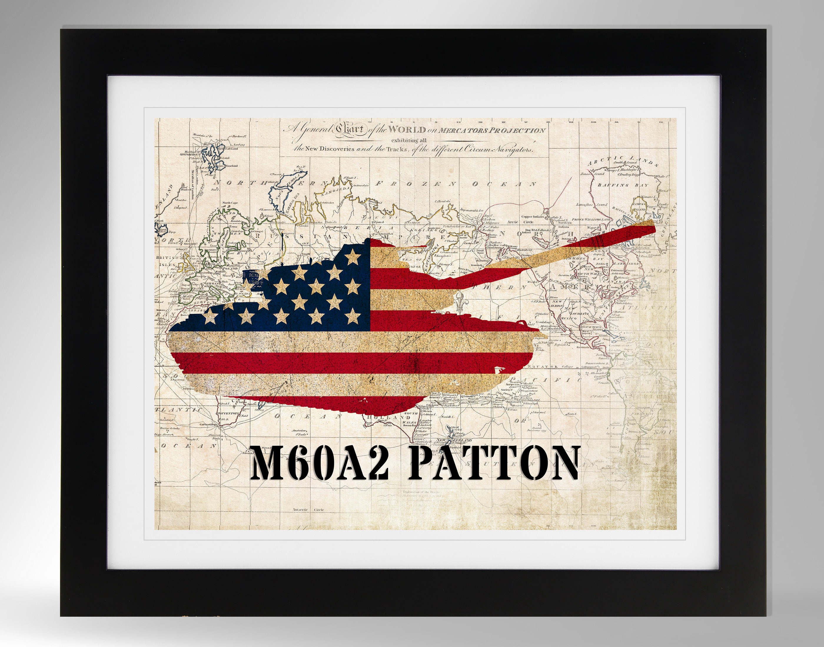 Chrysler M60 Patton Main Battle Tank Art Map/Flag Print 5 