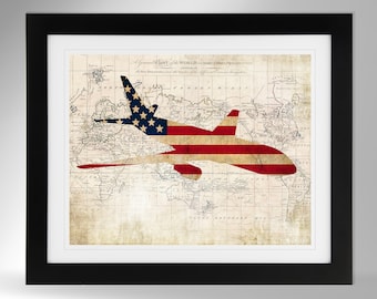 Boeing 767-200 Commercial Jet Wall Art Print Poster (6 Options), Commercial Airliner, Dumpster, Slug, Stumpy, (#860), Not Framed