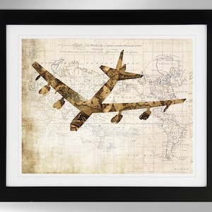 Boeing B-52 Stratofortress Wall Art Map Print (2 Options), BUFF, B-52 Bomber, USAF (#154), Not Framed