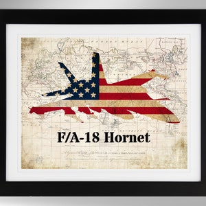 F / A-18 Hornet Wand Kunst Karte Druck (mehrere Optionen), US Marine Corp, USMC, McDonnell Douglas, Boeing, F18, F-18, (#257), Ungerahmt