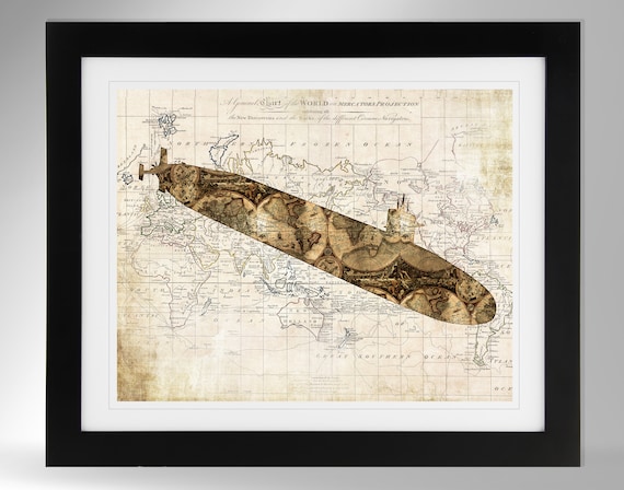USS Henry M. Jackson Ballistic Missile Submarine Map and Flag