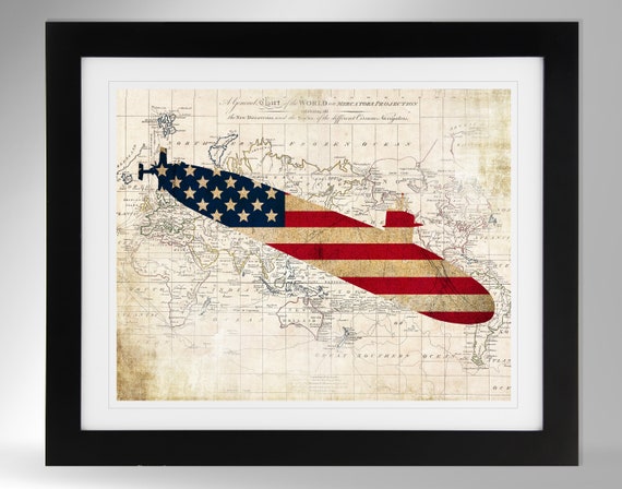 USS Henry M. Jackson Ballistic Missile Submarine Map and Flag