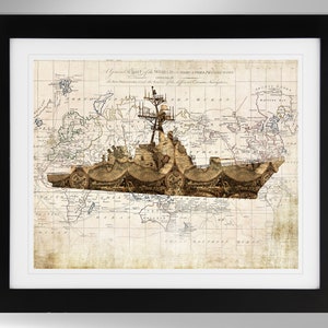 USS Lassen Guided Missile Destroyer Silhouette Print Wall Art (4 Options), DDG-82, Arleigh Burke Class, (#759), Not Framed