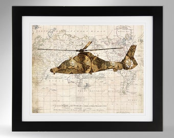 Eurocopter MH-65, impression d'art mural dauphins (2 options), garde-côtes américains, USGC, recherche et sauvetage, évacuation sanitaire (#255), sans cadre