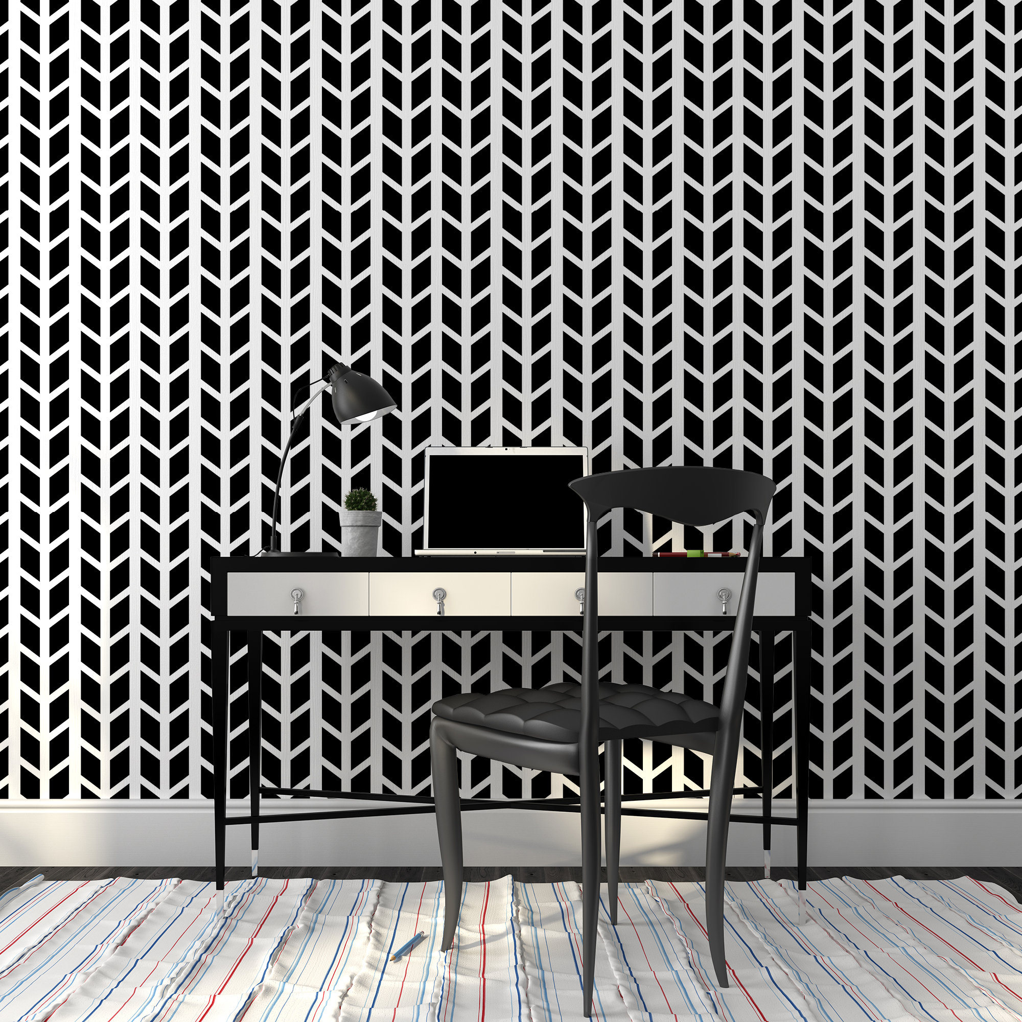 Black and White Herringbone Wallpaper Chevron Nursery - Etsy