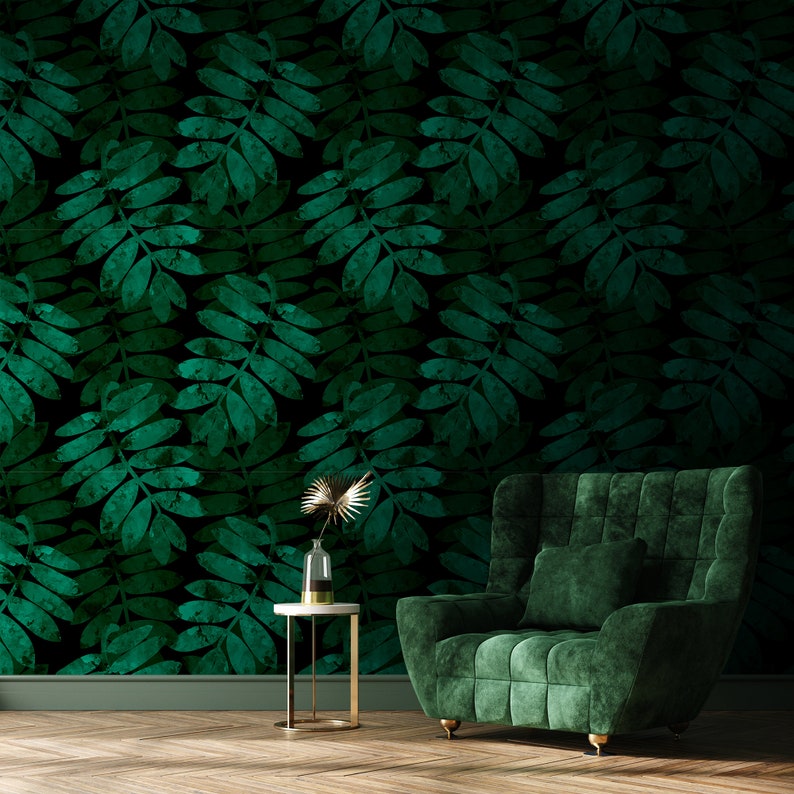 Tropical Leaves Wallpaper Botanical Self Adhesive Wall Mural - Etsy