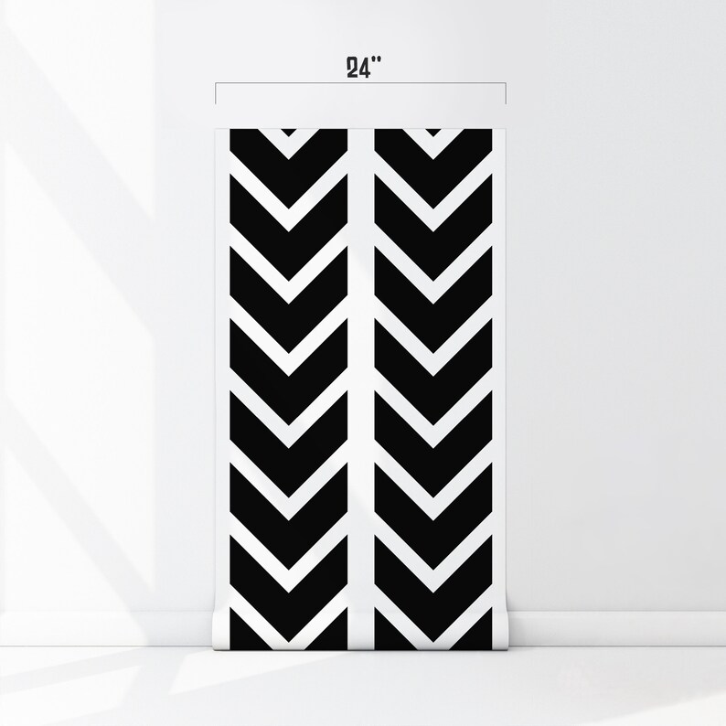 Black and White Herringbone Wallpaper Chevron Nursery Etsy