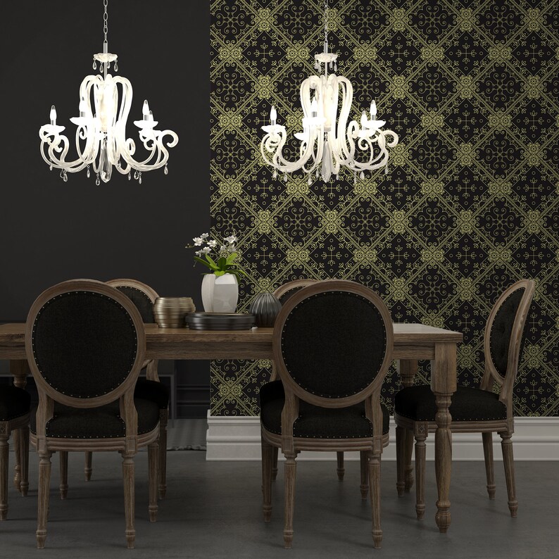 Dark Gothic Peel & Stick Wallpaper Vintage Luxury Self - Etsy