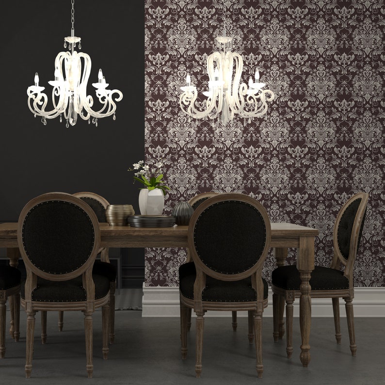 Gothic Damask Peel & Stick Wallpaper Dark Vintage Self - Etsy