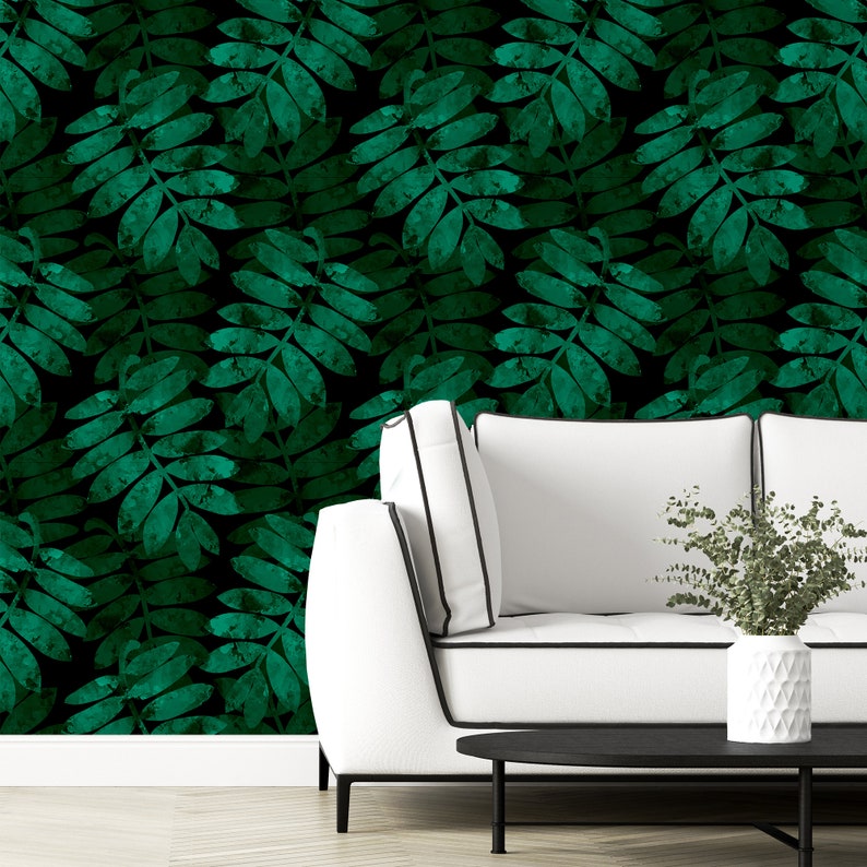 Tropical Leaves Wallpaper Botanical Self Adhesive Wall Mural | Etsy