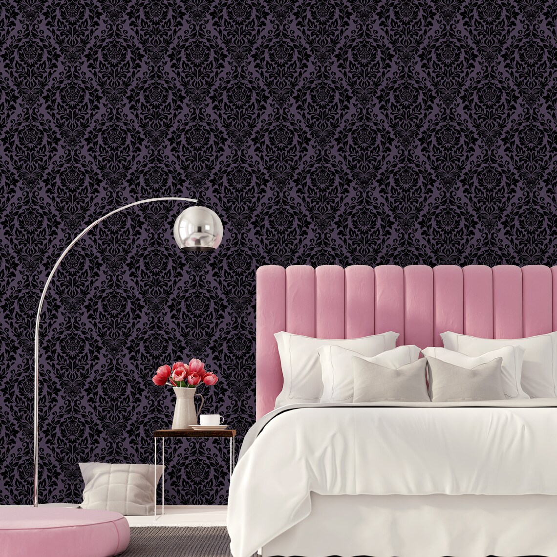 Gothic Damask Peel & Stick Wallpaper Dark Vintage Self - Etsy