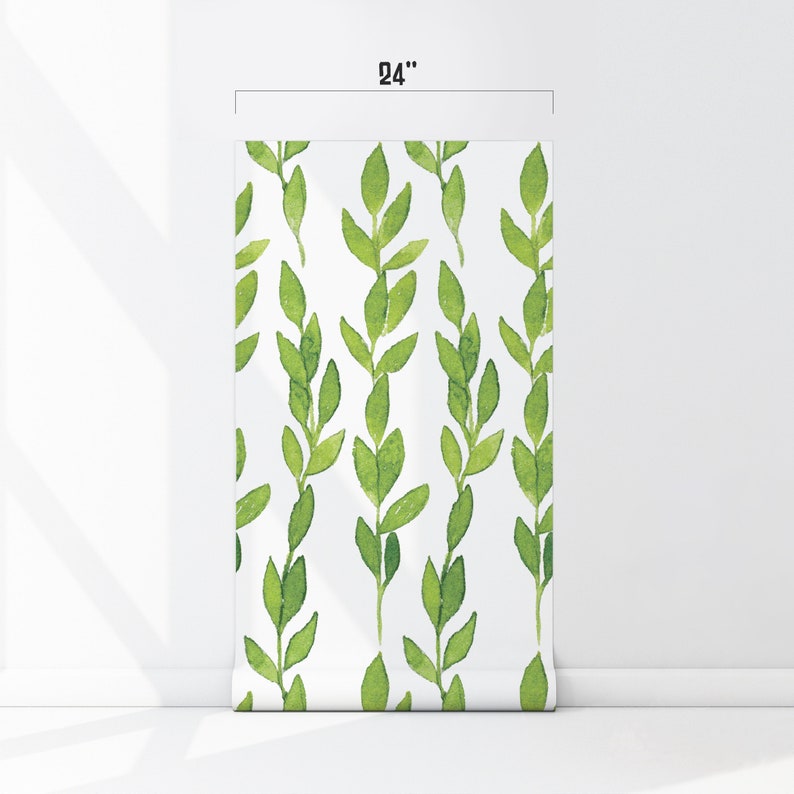 Green Leaves Peel & Stick Wallpaper Botanical Self Adhesive - Etsy