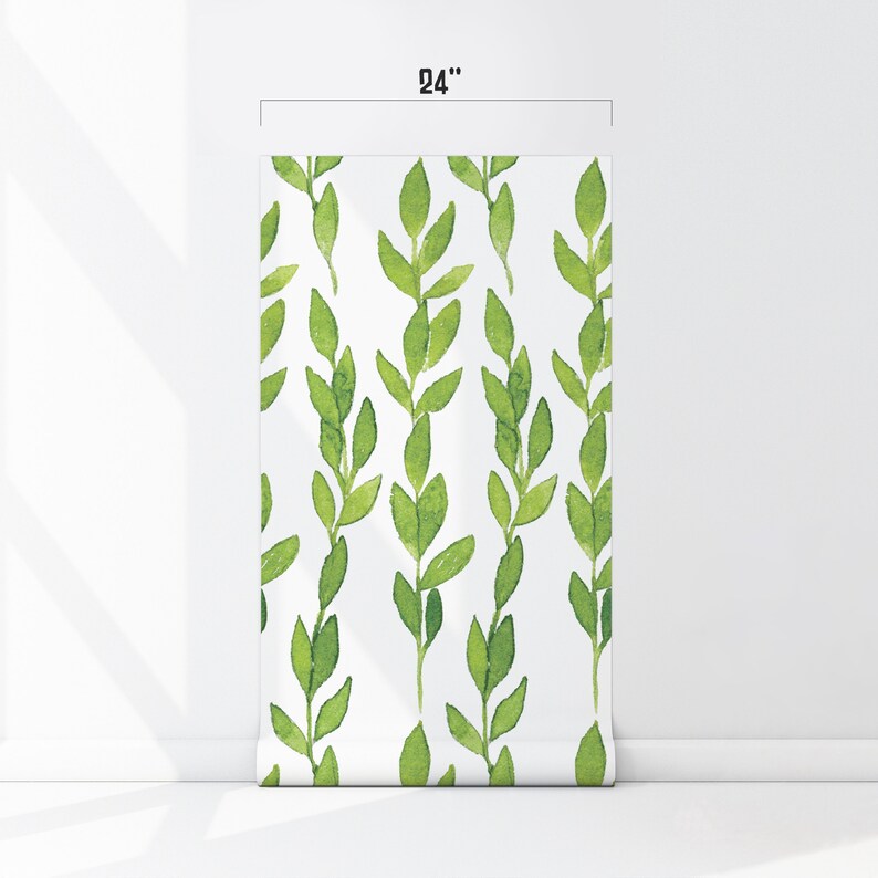 Green Leaves Peel & Stick Wallpaper Botanical Self Adhesive | Etsy