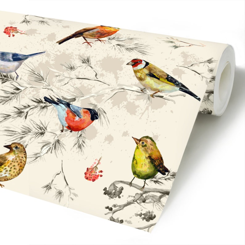 Cute Birds Removable Wallpaper Small Branches Self Adhesive | Etsy