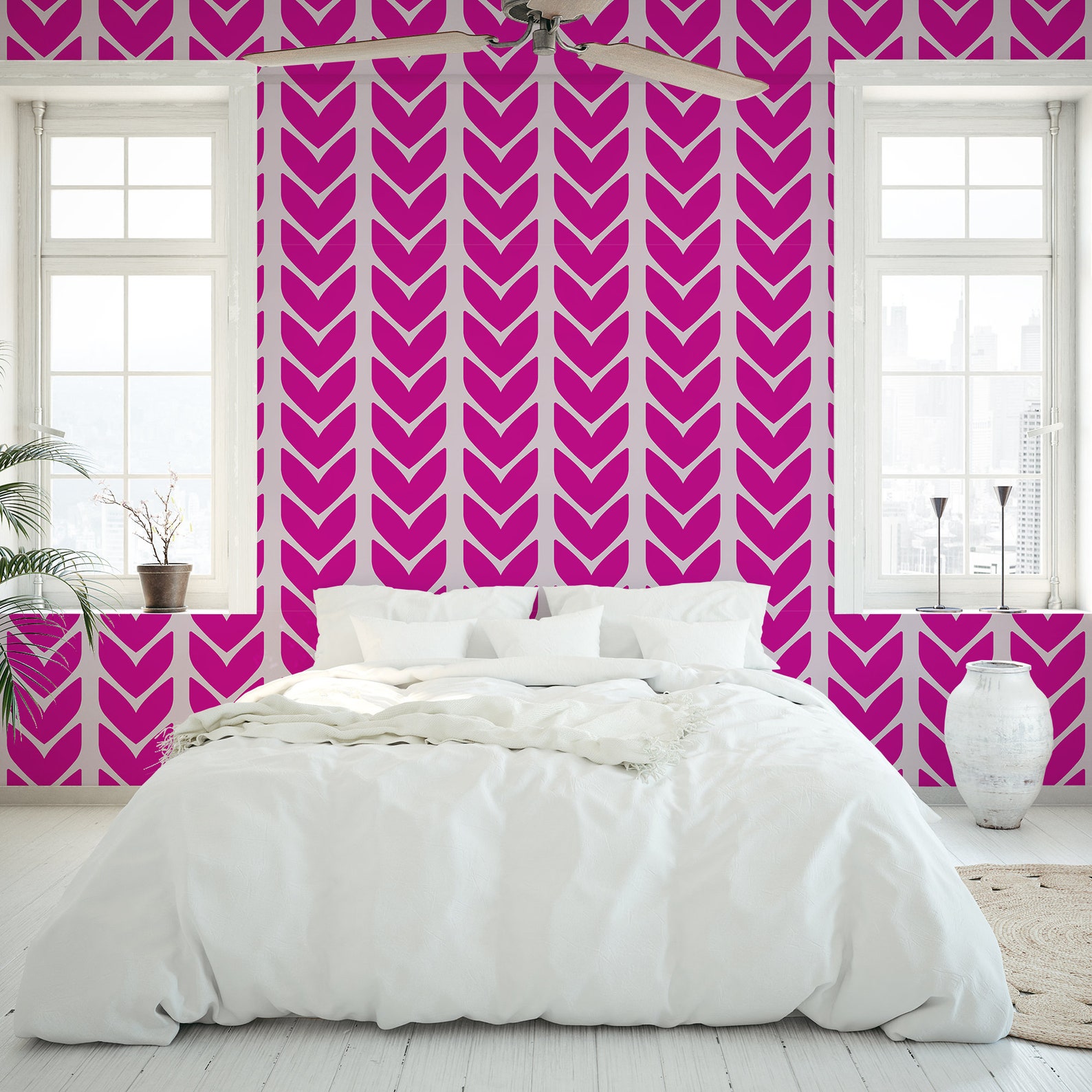 Pink Herringbone Wallpaper Cute Girl Nursery Removable Wall Etsy