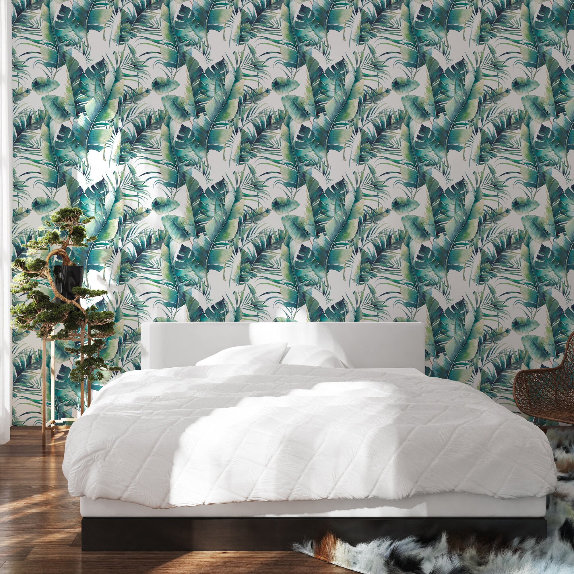 Banana Leaves Peel & Stick Wallpaper Palm Tree Self Adhesive | Etsy