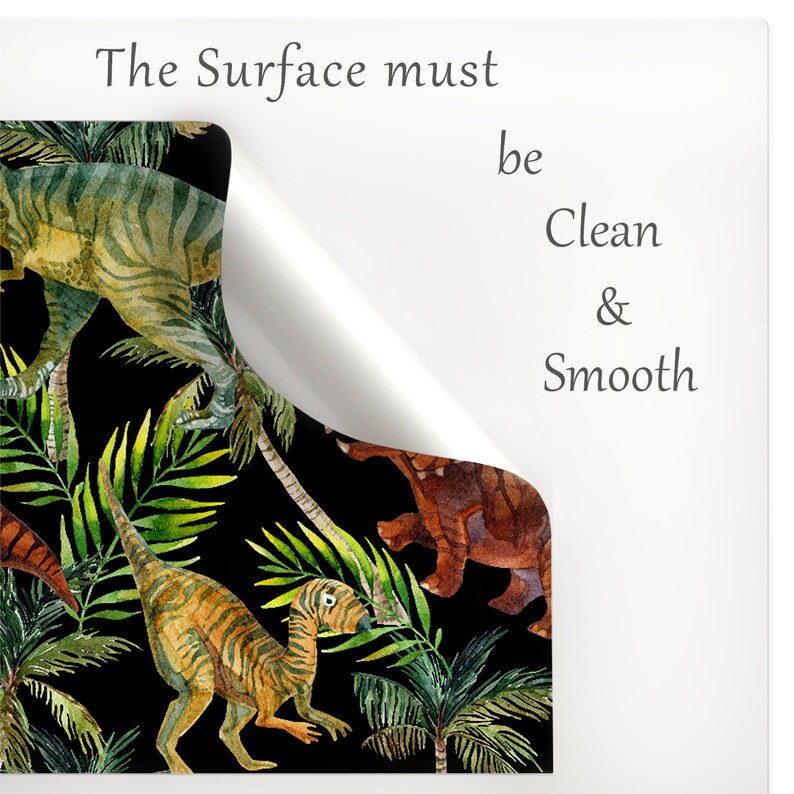 Dinosaur Peel /& Stick Wallpaper Exotic Animals Removable Decal Palm Leaves Self Adhesive Wall Mural Black Jungle Temporary Wall Decor