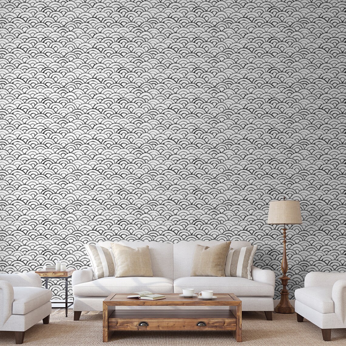 Scallop Peel & Stick Wallpaper Seashell Self Adhesive Wall Etsy