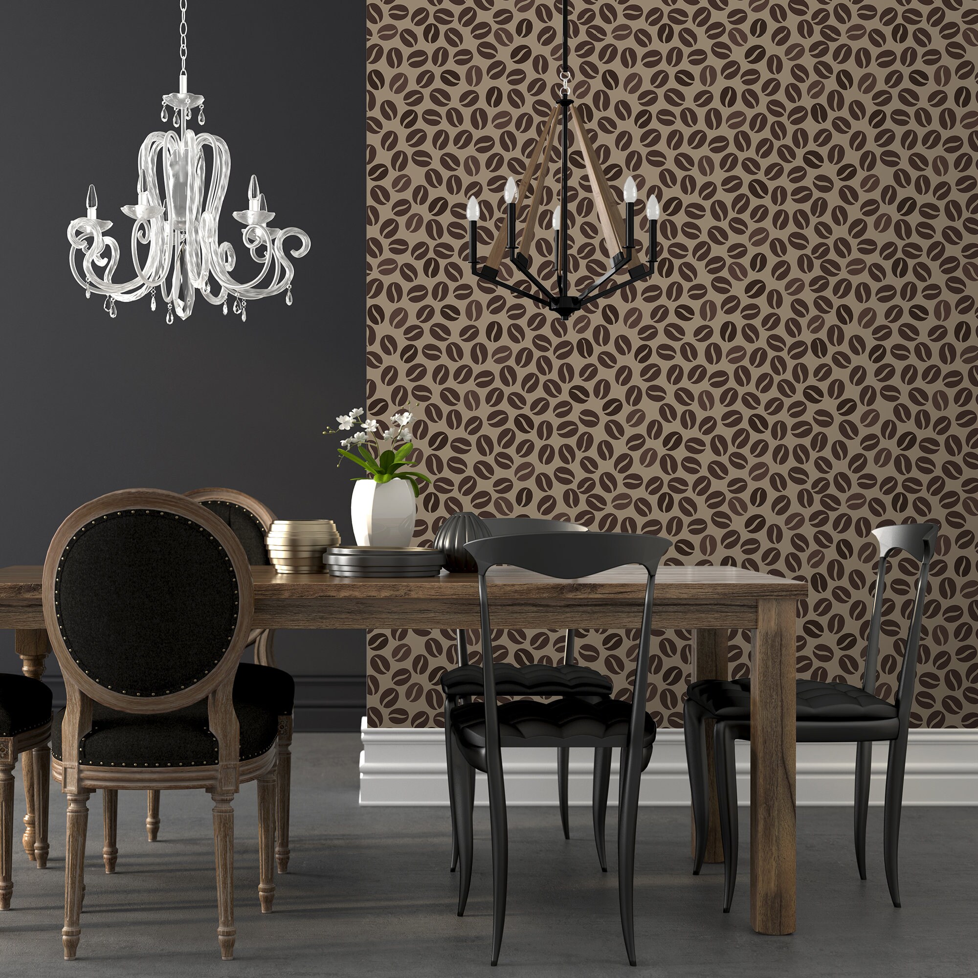 Coffee Beans Peel & Stick Wallpaper Brown Vintage Self Etsy