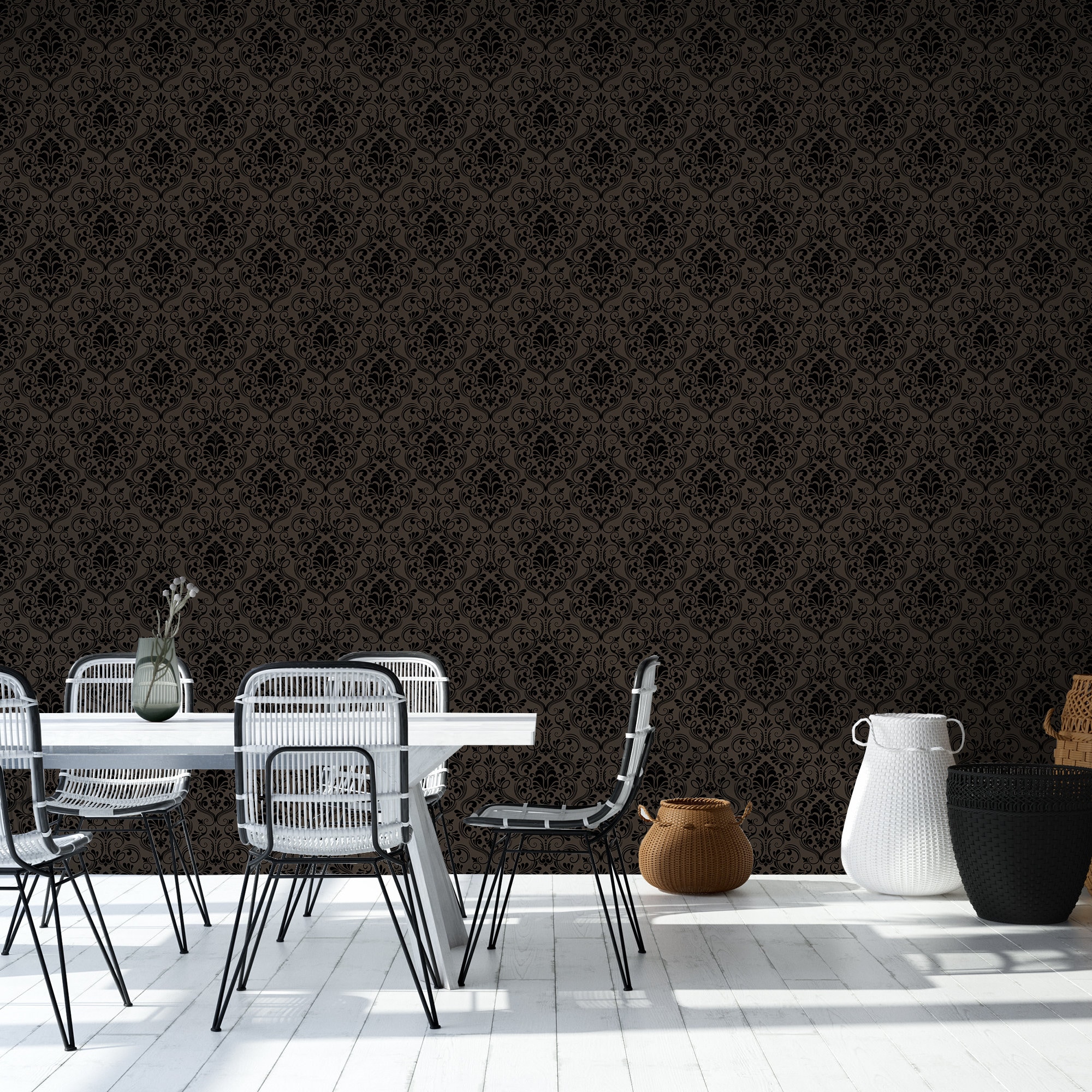 Dark Vintage Wallpaper Gothic Damask Removable Wall Mural - Etsy