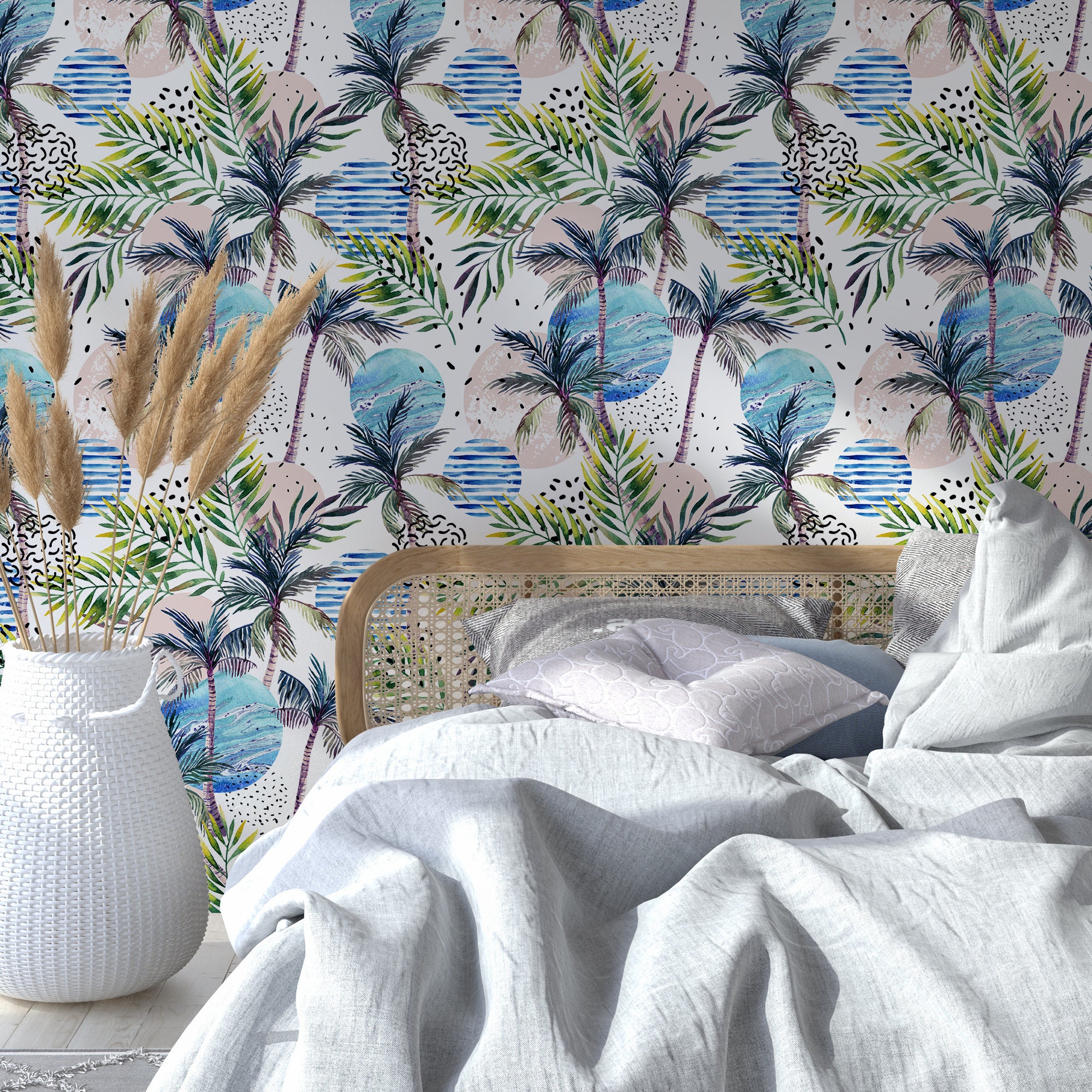 Tropical Palm Peel & Stick Wallpaper Exotic Tree Self | Etsy