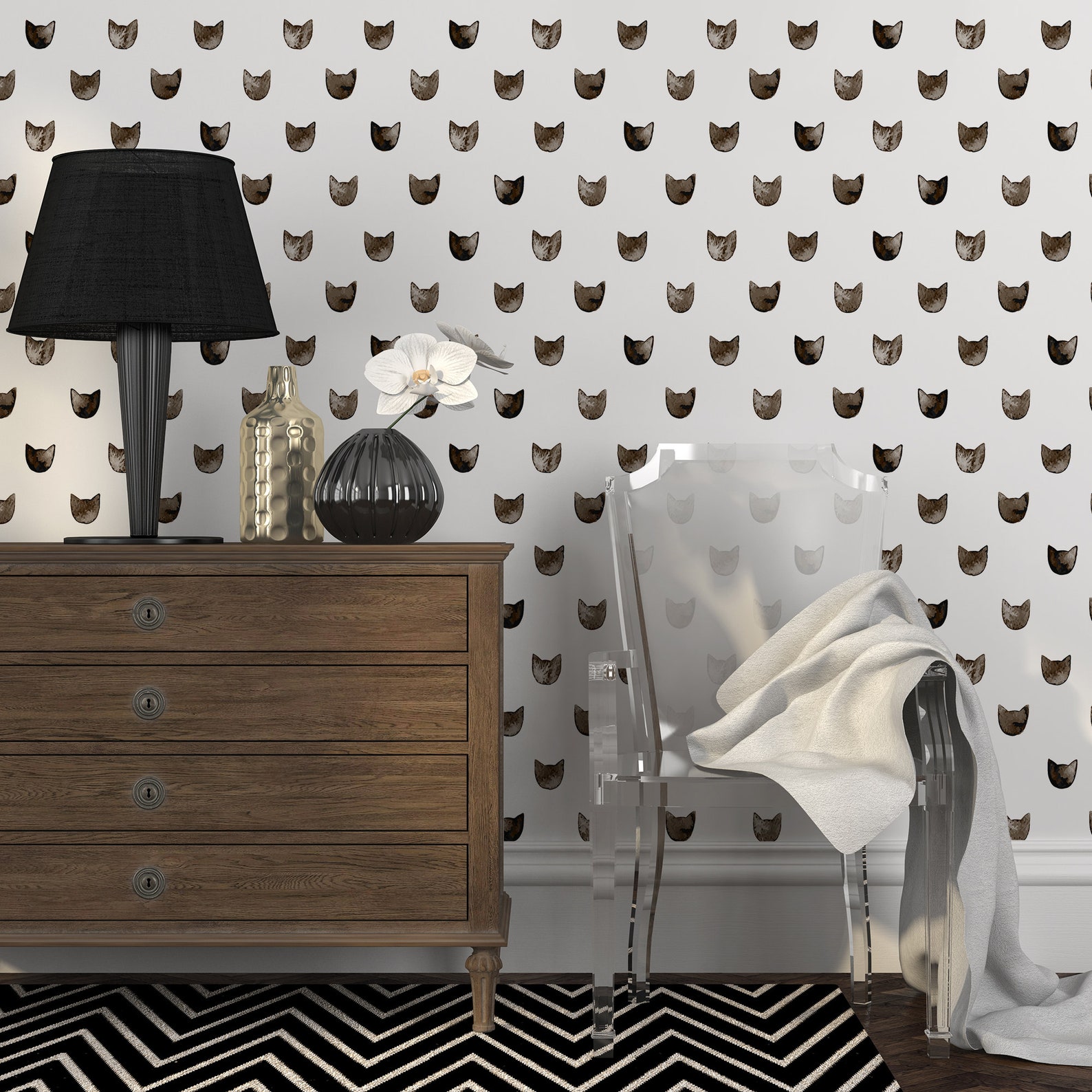 Cats Peel & Stick Wallpaper Cute Nursery Self Adhesive Wall Etsy